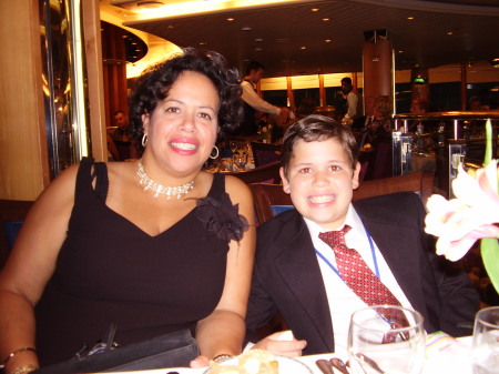 My son Harry and I at Dinner on Caribbean cruise in Nov 2005