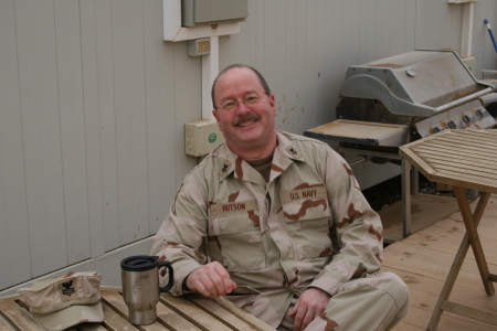 Relaxing on our "dusty deck" in Iraq!