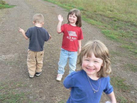 Three kids on path