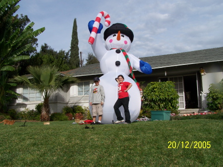 We Love Christmas time- Frosty in our front yard