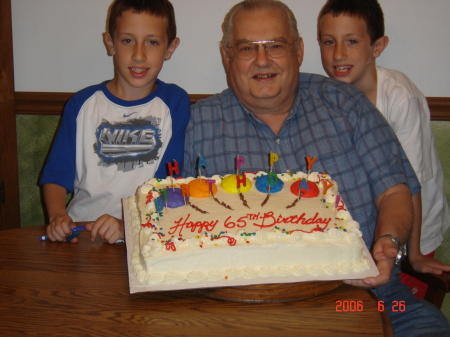 65th Birthday with twin grandsons