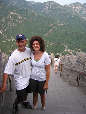 Reaching the top of the Great Wall of China