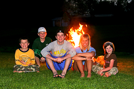 Kids hanging out in the backyard