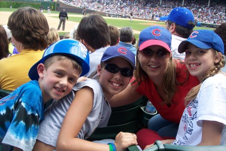 My kids and me at Cubs game 2006