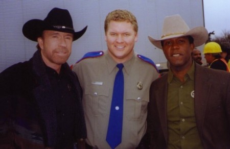 On the set of Walker Texas Ranger