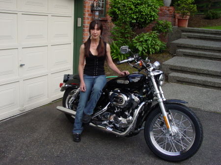 my wife with her bike summer 2008