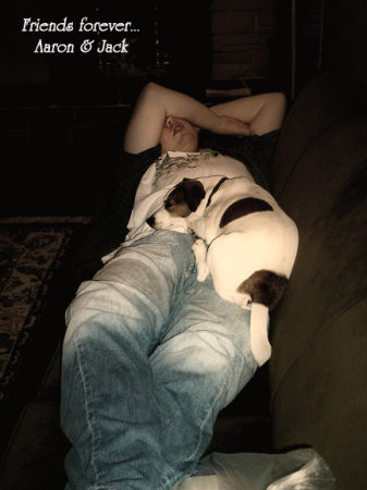 My son Aaron, and a friends Jack Russell