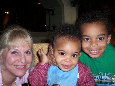 sis Judy with grandnephews,/Giani and Harold