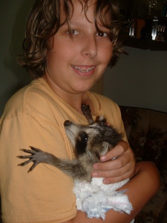 Nicholas and raccoon
