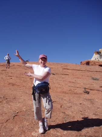 Dancing on Slick Rock at Cassidy Arch, Torrey, Utah