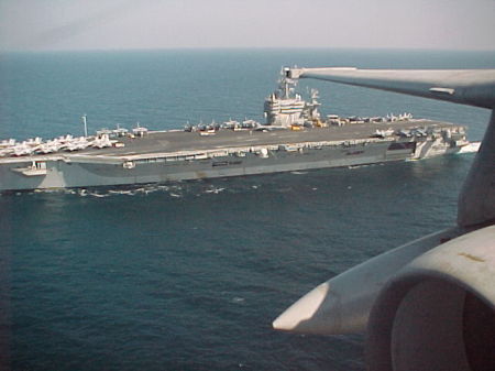 Snapshot of USS Theodore Roosevelt during fly-by