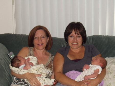 Me and my sister Dianne with our new grandkids