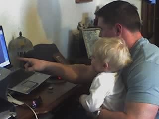 Carl and Aiden on computer