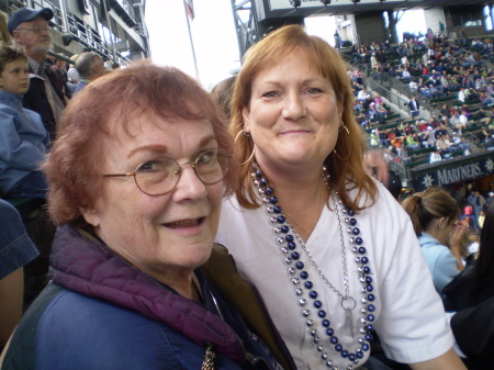 with Mom at Mariners game