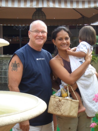 Me in Tahiti with my wife's sister and niece