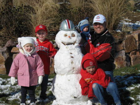 Kids, Dad, & Snowman "Brutus"