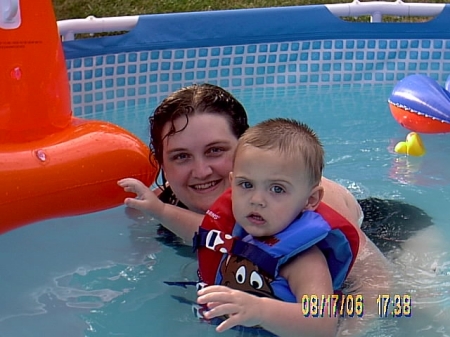 mommy and Trenton swimming