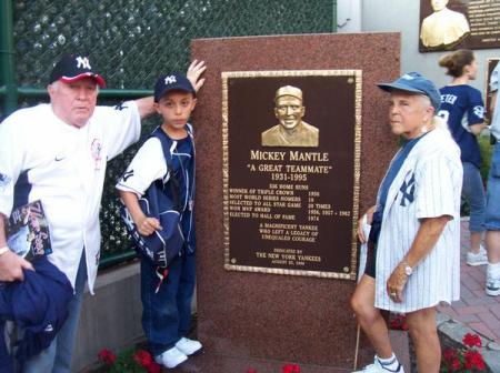 MY MOM , DAD AND SISTER AND HER SON AT YANKEE