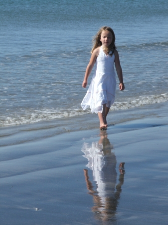 Savannah on the beach in Maine