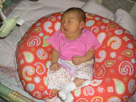 Savannah napping in her boppy pillow