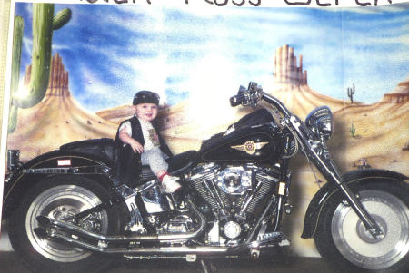 My bad boy, Tristen, riding a Harley at the Tulsa State Fair