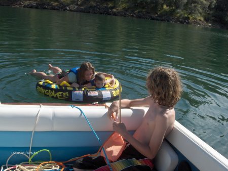 grandsons & step-daughter, lance(in boat) devan, & caralee