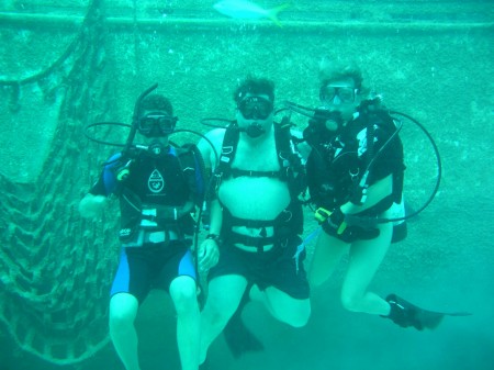 Roger, Mat and I diving in Nassau