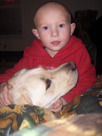 A boy and his dog.