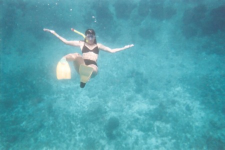 Snorkeling off the largest Honduran reef.