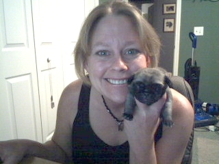 Leigh Ann and new baby pug