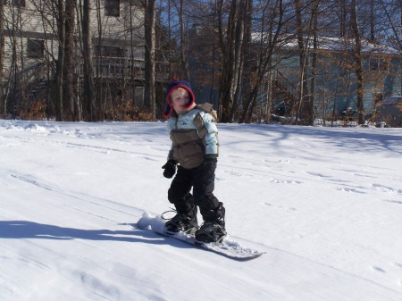 Colbs snowboarding at 4 years old