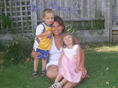 Our grandkids, Anthony and Emily, with their Aunt Jamie