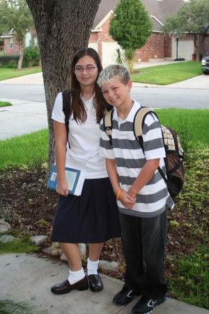 1st day of school Hannah 9th grade Jeff 5th