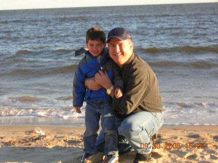 AJ. and Dad at the beach.