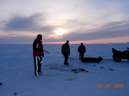 Ice fishing in Kotzebue, Alaska