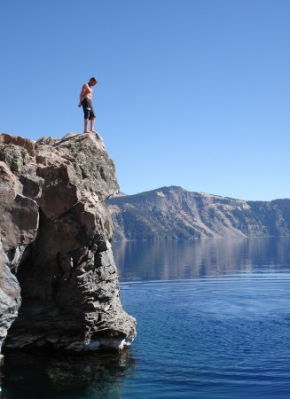 ...on the edge at Crater Lake.