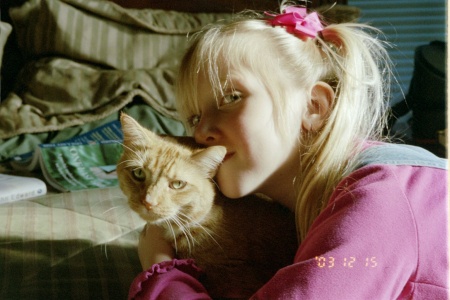 My oldest Niece Gwen with my mom's cat Babs