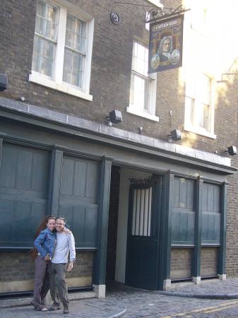 Christy and Stephen outside the pub.