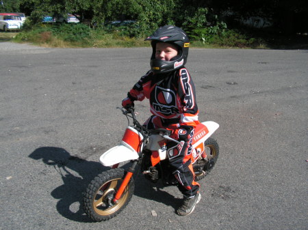 Austin in his new riding gear