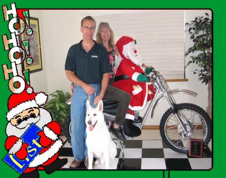 Christmas 05 with Santa and our Cotton(Motorcycle)  in the living room