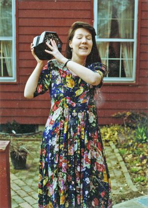 Crazy woman with concertina, 1993 or so