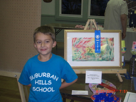 Quin is a talented artist.  His first art show and he took 1st place in the pastel category.