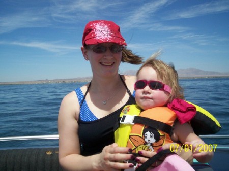 Corrie and Chloe on the lake