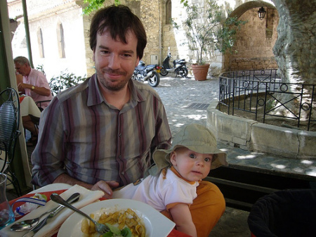 Daddy and Liam eating in Provance ...