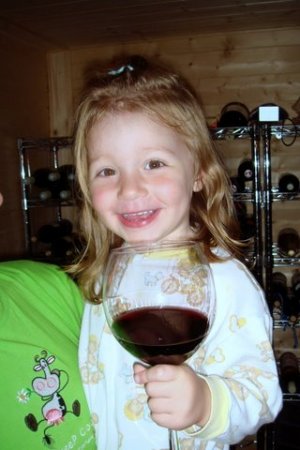 Athiná enjoying part of dad's wine collection!