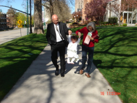 Juliet with Grandma & Grandpa leaving church