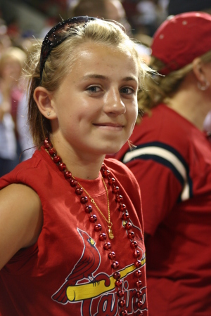 Megan (12, daughter) at St. Louis Cardinals Game in July