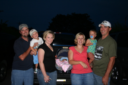 Son & Wife, Jason & Lindy, Daughter & Husband, Whitney & Matt with grandsons, Caden and Teylan