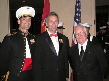 Hugh with the Colonal and WW11 Veteran at The Marine Corps Ball