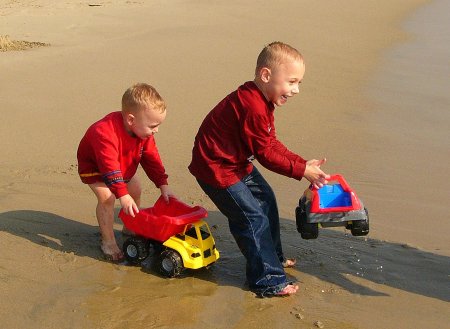 Grandsons Ryan and Sean at beach